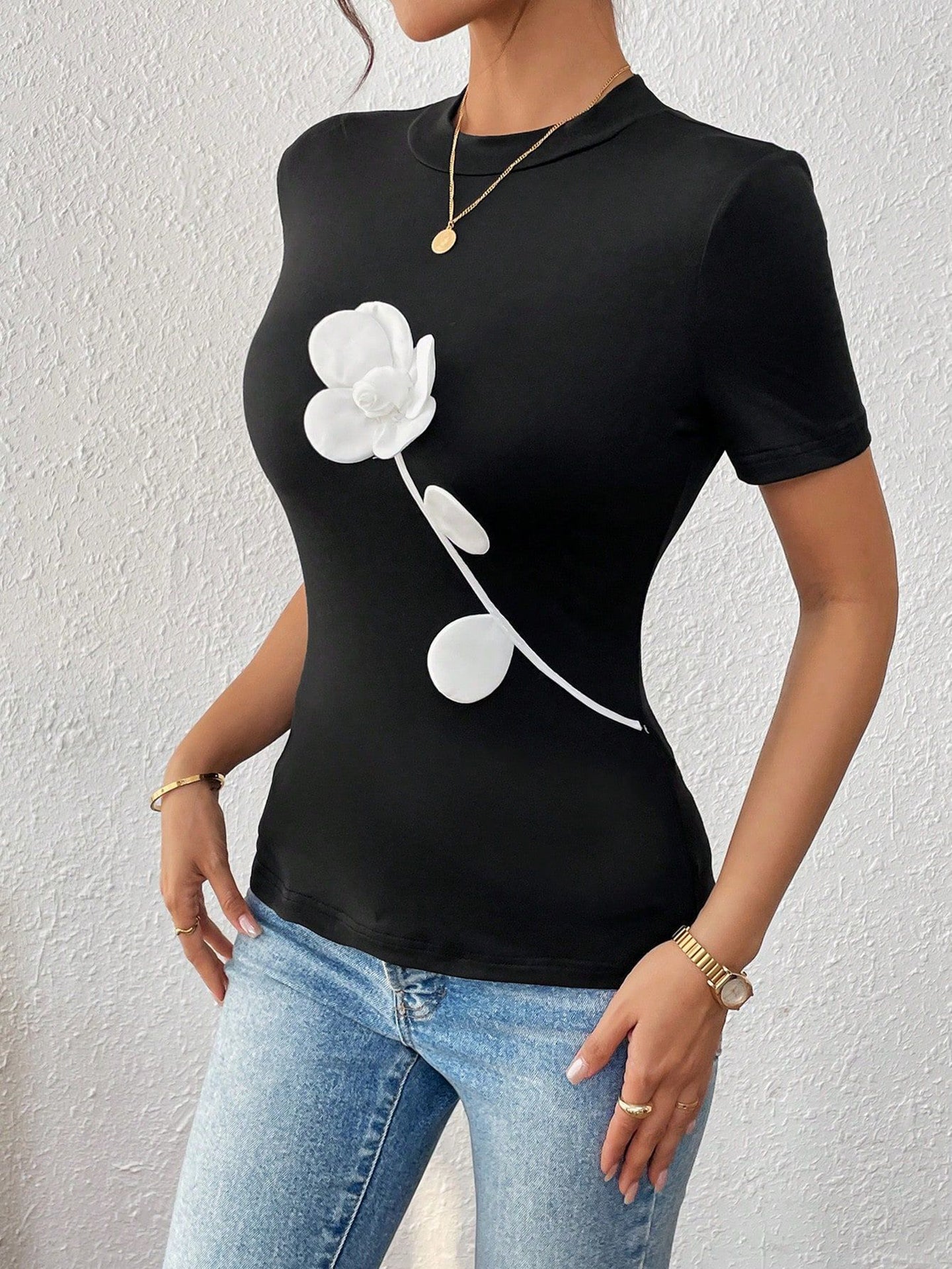 Women Floral High Neck Top