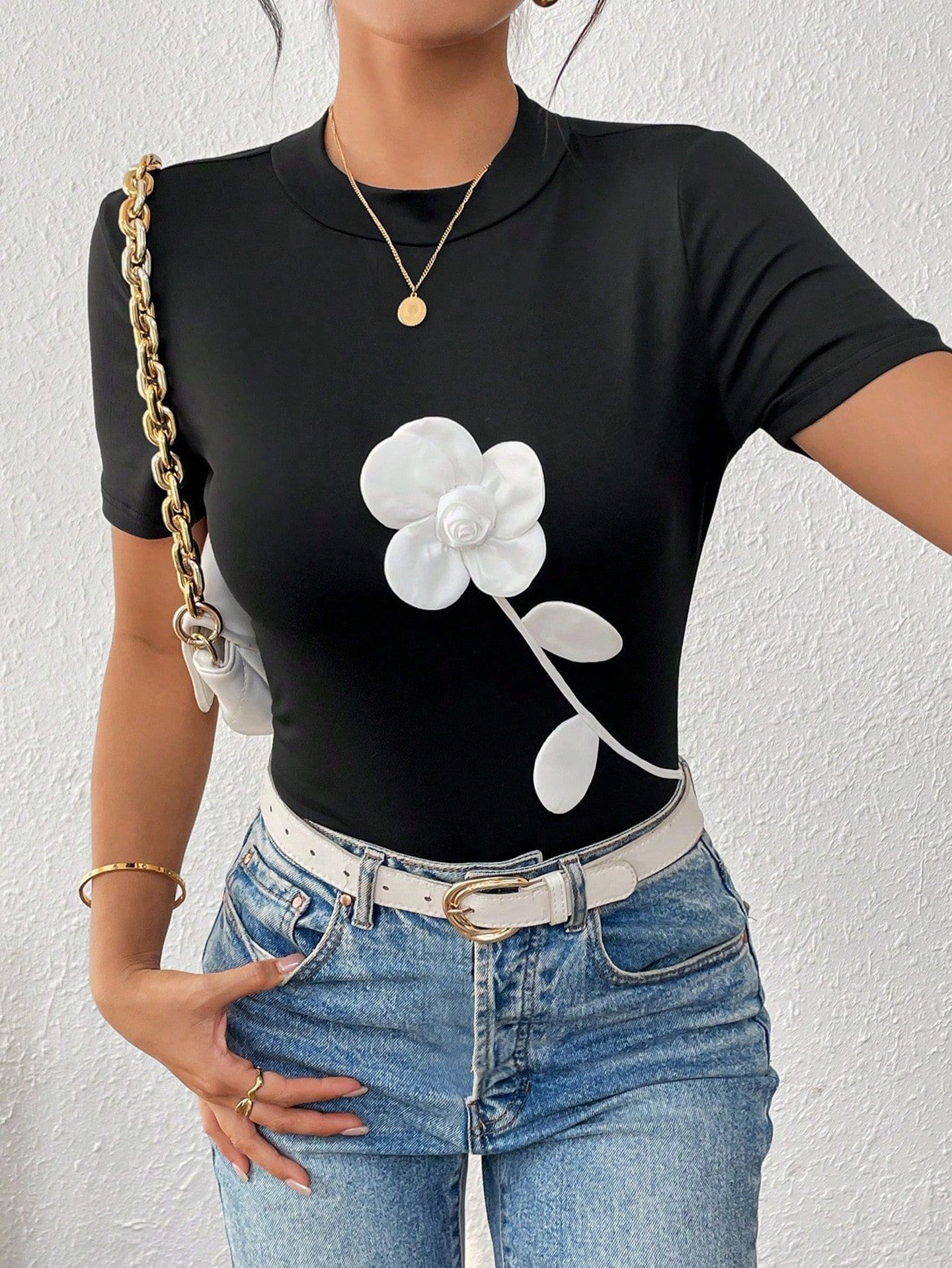 Women Floral High Neck Top