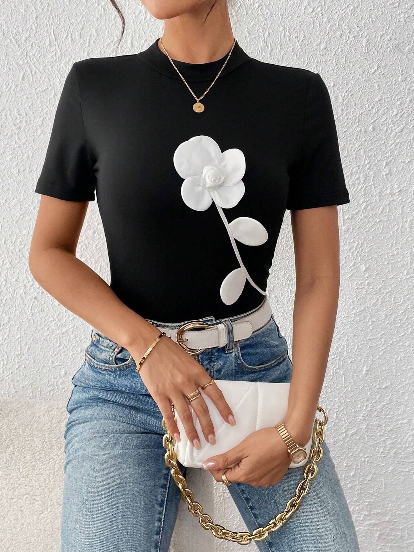 Women Floral High Neck Top