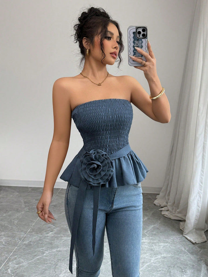 Women Off-Shoulder Crepe Tube Top