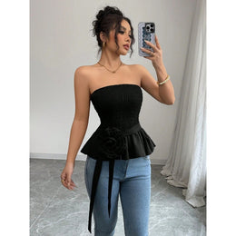 Women Strapless Crepe Tube Top