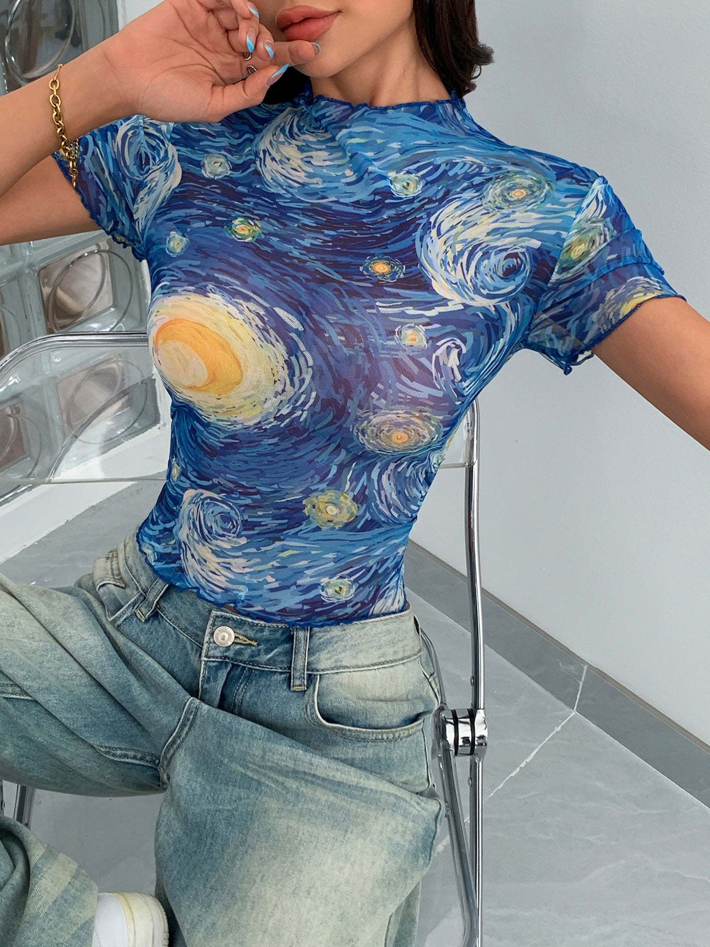 Women Printed Fitted Crop Top