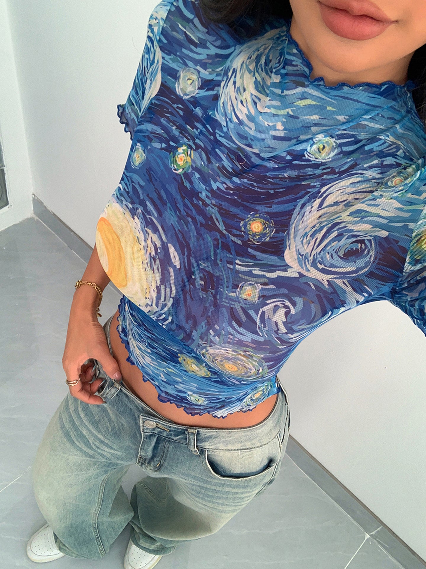 Women Printed Fitted Crop Top