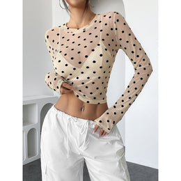 Women Polka Dot Print Crop Top