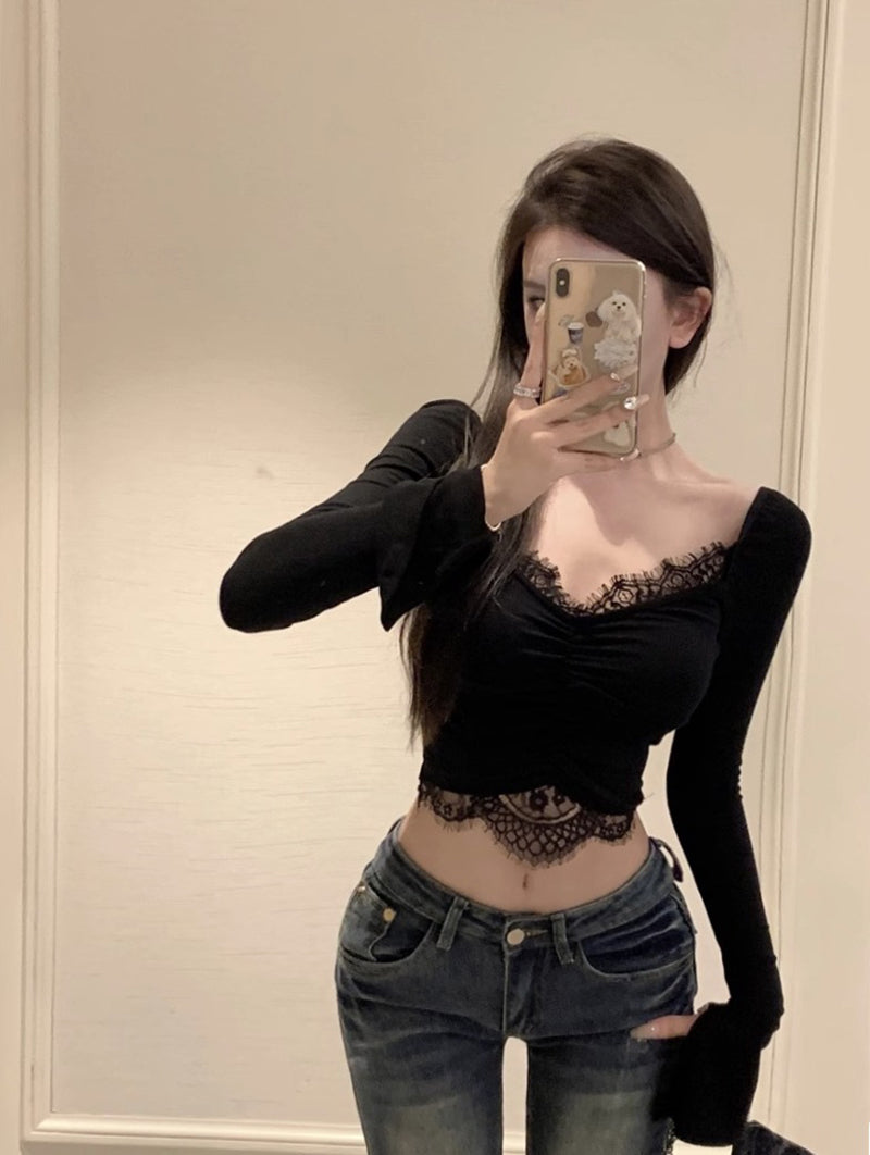 Women Sweetheart Neck Lace Up Georgette Crop Top