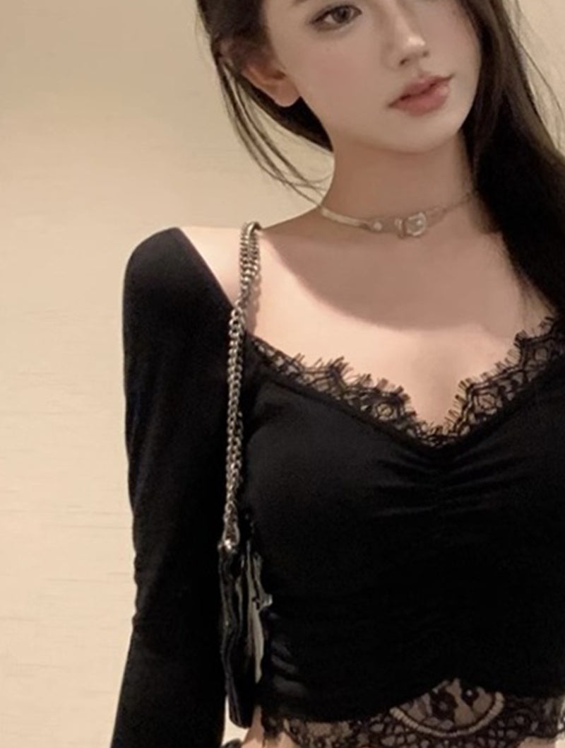 Women Sweetheart Neck Lace Up Georgette Crop Top