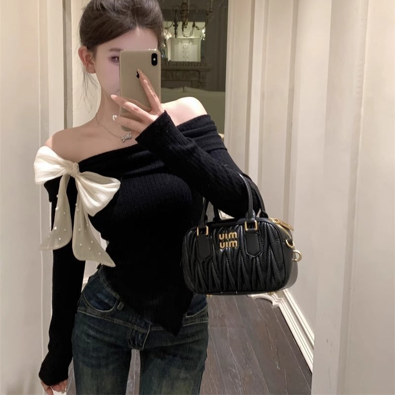 Women Off-Shoulder Bow Regular Top