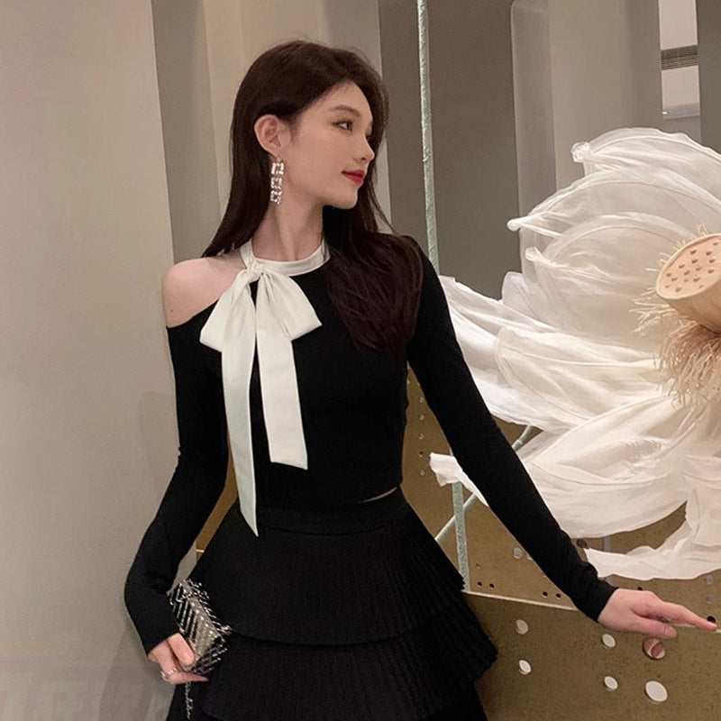 Women Cut Out Puff Sleeves Crop Top