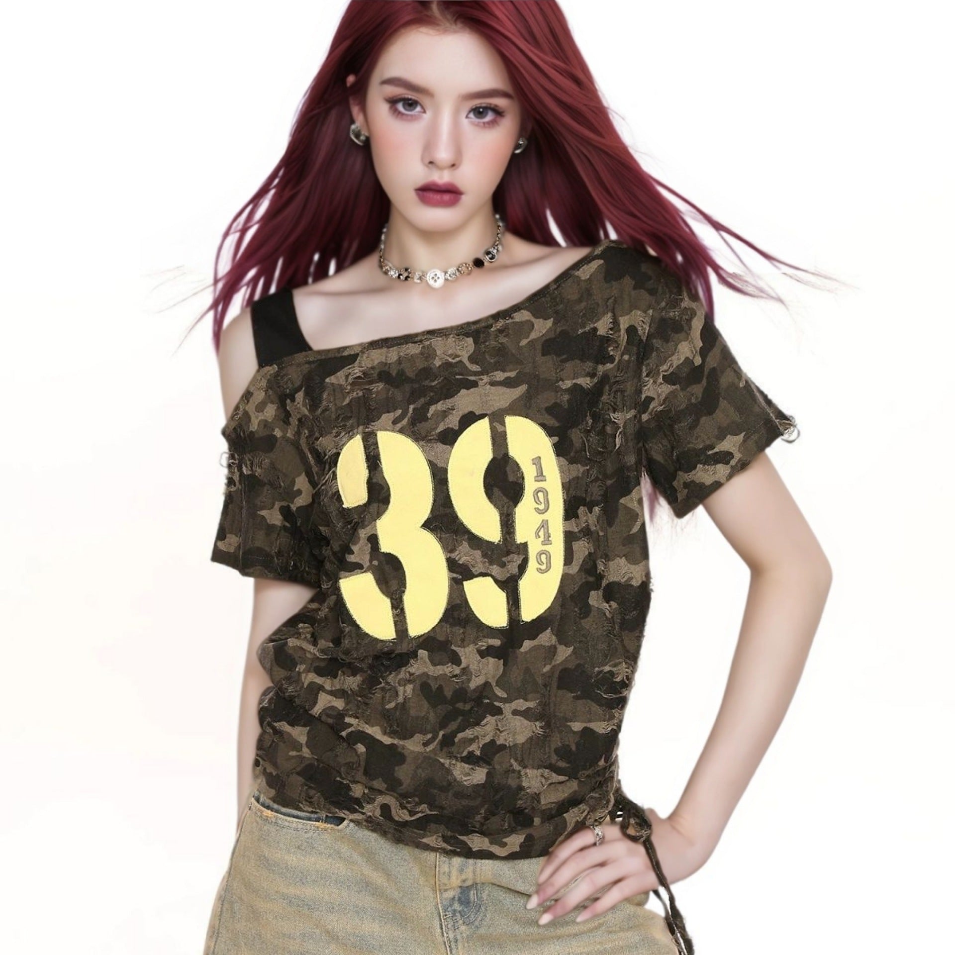 Women Colourblocked One Shoulder Top