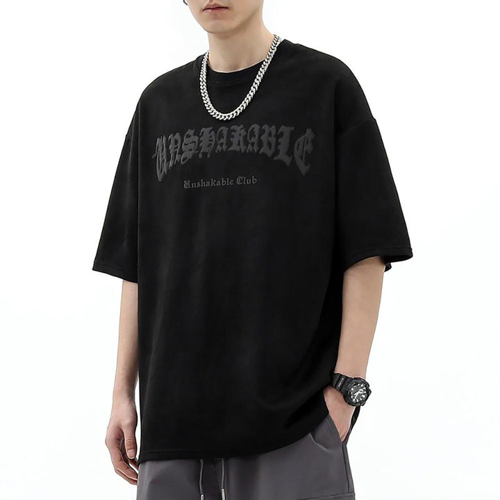 Men Typography Printed Round Neck  Oversized T-shirt